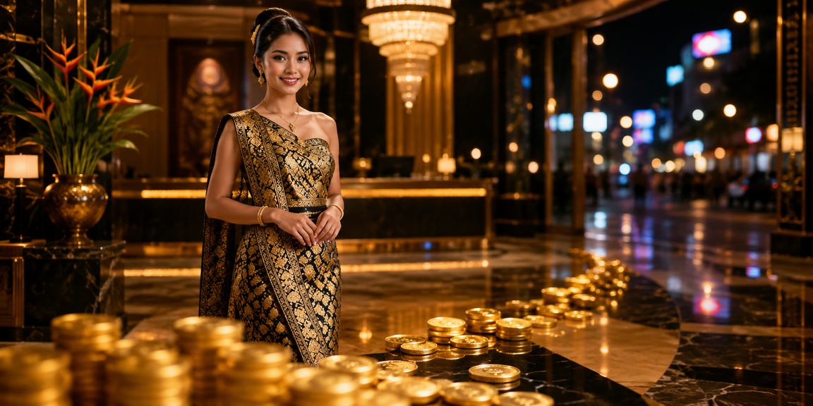 Model Vietnam berpose dengan perangkat mobile sambil menampilkan antarmuka taruhan aktif