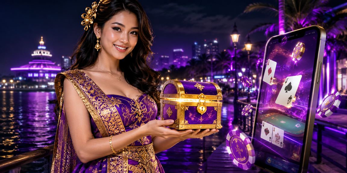 Permainan kartu dengan efek neon dalam suasana gelap yang intens dan modern